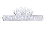 Whitewashed Cast Iron Captains Quarters Sign with Ship Wheel and Anchors 9"