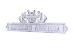 Whitewashed Cast Iron Anchors Aweigh Sign with Ship Wheel and Anchors 9""