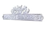 Whitewashed Cast Iron Crews Quarters Sign with Ship Wheel and Anchors 9"