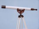 Floor Standing Antique Copper With White Leather Anchormaster Telescope 50""
