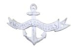 Whitewashed Cast Iron Anchor Captains Quarters Sign 8""