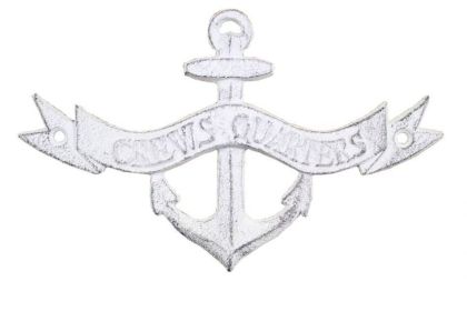 Whitewashed Cast Iron Crews Quarters Anchor Sign 8"