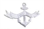 Whitewashed Cast Iron Poop Deck Anchor Sign 8"