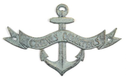 Antique Bronze Cast Iron Crews Quarters Anchor Sign 8"