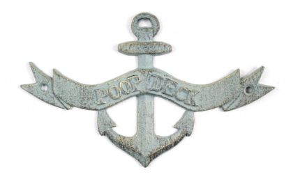 Antique Bronze Cast Iron Poop Deck Anchor Sign 8""
