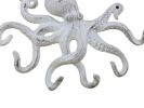 Rustic Whitewashed Cast Iron Octopus Hook 11"