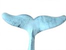Rustic Dark Blue Whitewashed Cast Iron Decorative Whale Tail Hook 5""