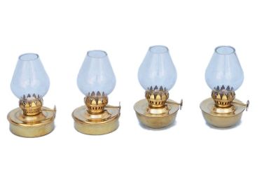 Solid Brass Table Oil Lamp 5" - Set of 4