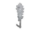 Whitewashed Cast Iron Oak Tree Leaf with Acorns Decorative Metal Tree Branch Hook 6.5""