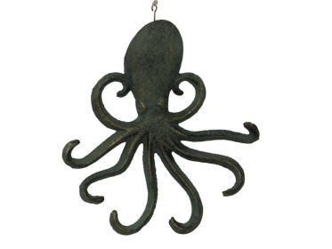 Antique Seaworn Bronze Cast Iron Wall Mounted Octopus Hooks 7""