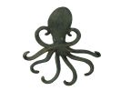 Antique Seaworn Bronze Cast Iron Wall Mounted Octopus Hooks 7""