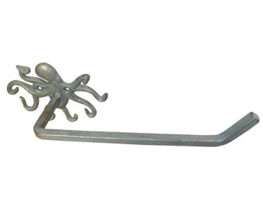 Antique Bronze Cast Iron Octopus Toilet Paper Holder 11"