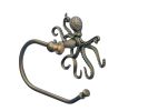 Antique Brass Octopus Toilet Paper Holder 10""