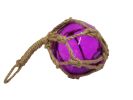 Purple Japanese Glass Ball Fishing Float With Brown Netting Decoration 3""