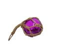Purple Japanese Glass Ball Fishing Float With Brown Netting Decoration 3""