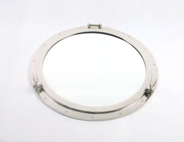 Deluxe Class Brushed Nickel Decorative Ship Porthole Mirror 30""