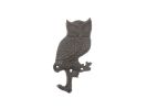 Cast Iron Owl Sitting on a Tree Branch Decorative Metal Wall Hook 6.5""
