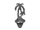 Rustic Silver Cast Iron Wall Mounted Palmtree Bottle Opener 6"
