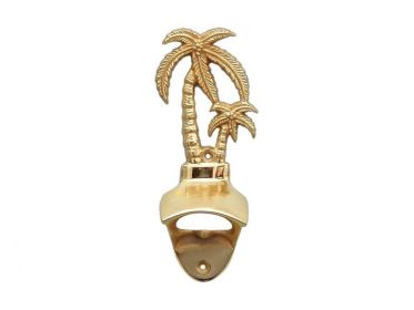 Gold Finish Wall Mounted Palmtree Bottle Opener 6""