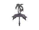 Rustic Silver Cast Iron Palm Tree Beach Hook 8""