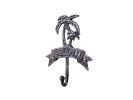 Rustic Silver Cast Iron Palm Tree Beach Hook 8""