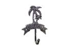 Rustic Silver Cast Iron Palm Tree Beach Hook 8""