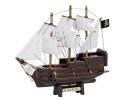 Wooden Black Pearl White Sails Model Pirate Ship 7""
