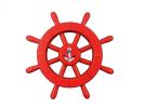 Red Decorative Ship Wheel With Anchor 12""