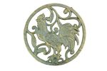 Antique Seaworn Bronze Cast Iron Rooster Trivet 8""