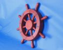 Rustic All Red Decorative Ship Wheel 12""