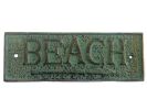 Antique Seaworn Bronze Cast Iron Beach Sign 9""