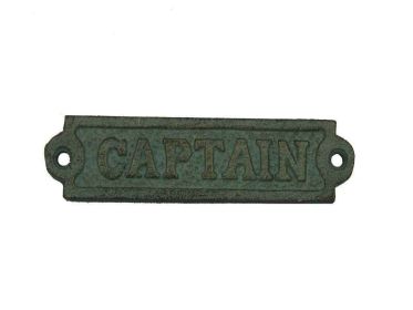Antique Seaworn Bronze Cast Iron Captain Sign 6""