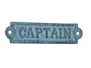 Light Blue Whitewashed Cast Iron Captain Sign 6""