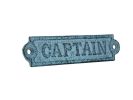 Light Blue Whitewashed Cast Iron Captain Sign 6""