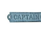 Light Blue Whitewashed Cast Iron Captain Sign 6""