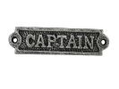 Antique Silver Cast Iron Captain Sign 6""