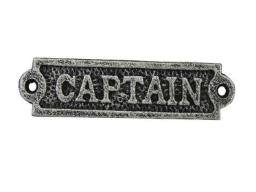 Antique Silver Cast Iron Captain Sign 6""