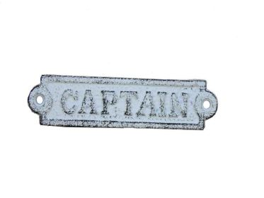 Whitewashed Cast Iron Captain Sign 6""
