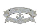 Antique White Cast Iron Captains Quarters Sign 8"