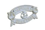 Antique White Cast Iron Captains Quarters Sign 8"
