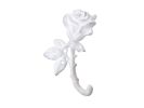 Whitewashed Cast Iron Long Stem Rose Decorative Metal Wall Hook 5.5""