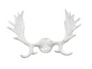 Whitewashed Cast Iron Moose Antlers Decorative Metal Wall Hooks 9""