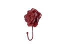Red Whitewashed Cast Iron Decorative Rose Hook 7""