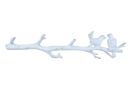 Whitewashed Cast Iron Love Birds on a Tree Branch Decorative Metal Wall Hooks 19""