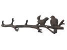 Rustic Copper Cast Iron Love Birds on a Tree Branch Decorative Metal Wall Hooks 19""