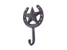 Cast Iron Barn Star and Horseshoe Decorative Metal Wall Hook 7""
