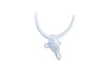 Whitewashed Cast Iron Bull Head Skull Decorative Metal Wall Hooks 6""