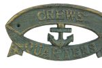 Antique Seaworn Bronze Cast Iron Crews Quarters Sign 8""