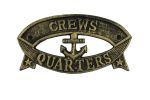 Antique Gold Cast Iron Crews Quarters Sign 8""