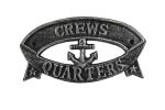 Antique Silver Cast Iron Crews Quarters Sign 8""